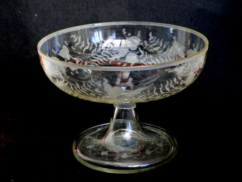 Antique Georgian Engraved hand blown Glass Compote/Centre piece. Ref.GL/9