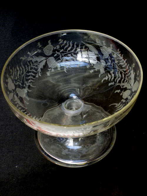 Antique Georgian Engraved hand blown Glass Compote/Centre piece. Ref.GL/9