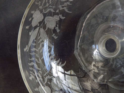 Antique Georgian Engraved hand blown Glass Compote/Centre piece. Ref.GL/9