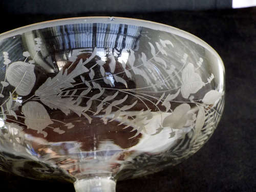 Antique Georgian Engraved hand blown Glass Compote/Centre piece. Ref.GL/9