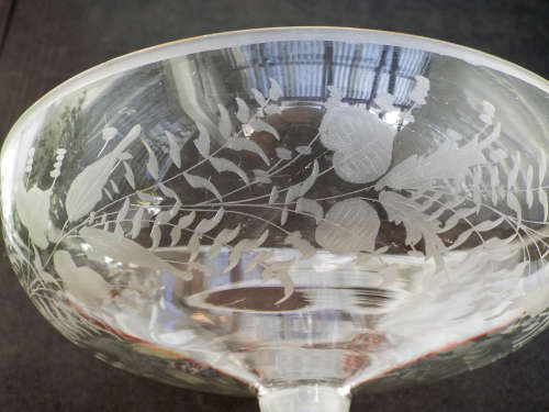 Antique Georgian Engraved hand blown Glass Compote/Centre piece. Ref.GL/9