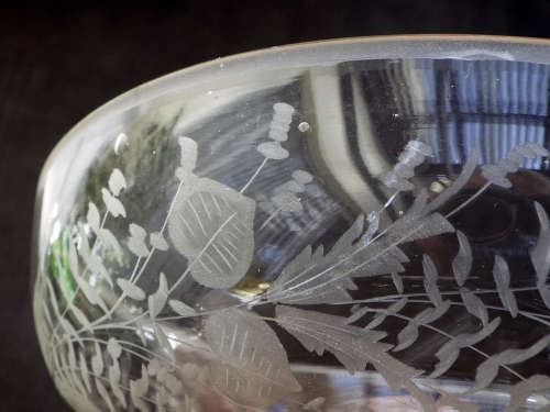 Antique Georgian Engraved hand blown Glass Compote/Centre piece. Ref.GL/9