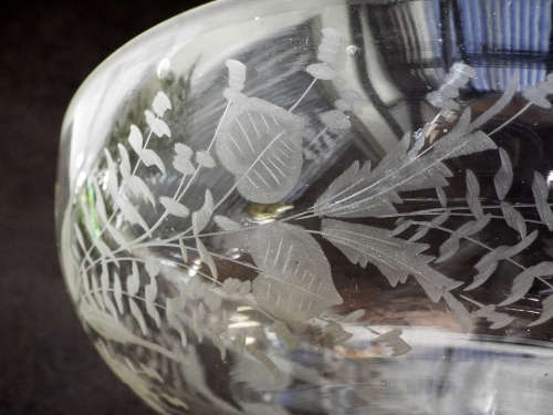 Antique Georgian Engraved hand blown Glass Compote/Centre piece. Ref.GL/9