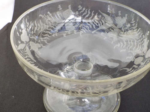 Antique Georgian Engraved hand blown Glass Compote/Centre piece. Ref.GL/9