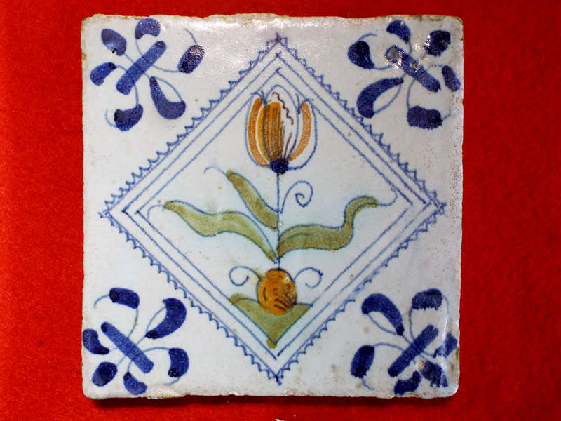 polychrome Dutch Delft Tile circa 1630-1650 Ref. CL-19