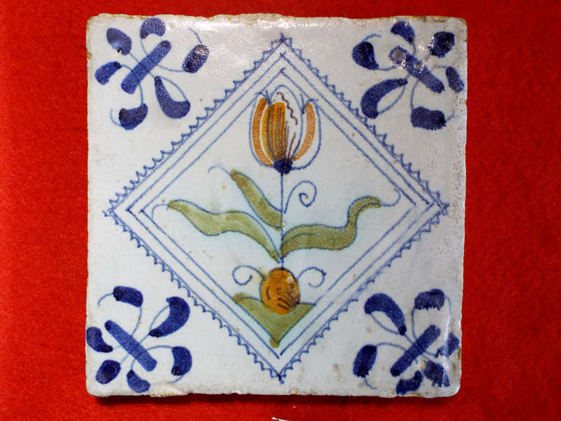 polychrome Dutch Delft Tile circa 1630-1650 Ref. CL-19
