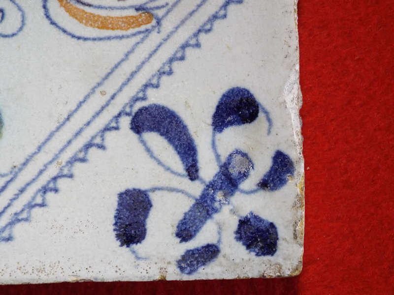 polychrome Dutch Delft Tile circa 1630-1650 Ref. CL-19
