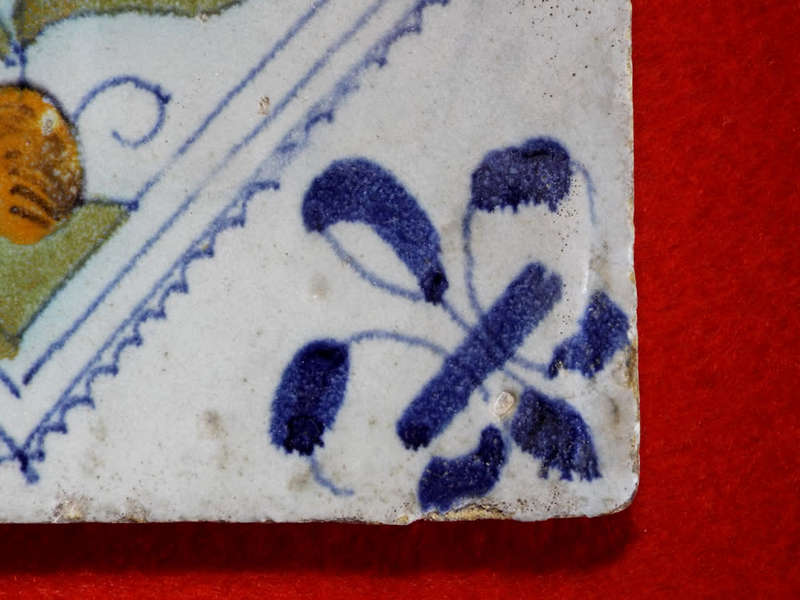 polychrome Dutch Delft Tile circa 1630-1650 Ref. CL-19