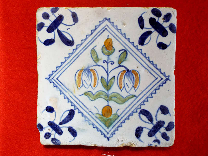 A very rare antique polychrome Dutch Delft Tile circa 1630-1650 Ref. CL-20