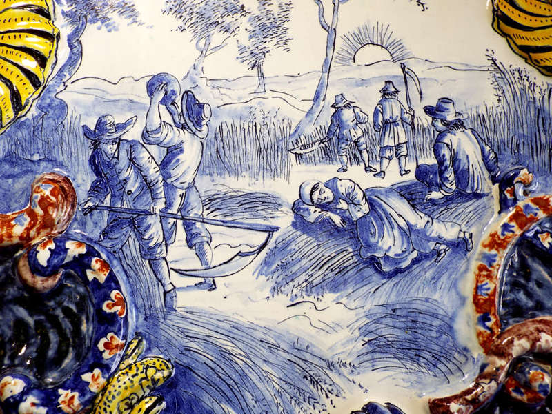 An early Dutch polychrome Delft plaque Circa 1840. Ref. CL25