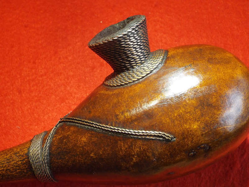 Luba or Songea Calabash and Copper Tobacco Pipe. Circa 1920-1950. Ref.W/24