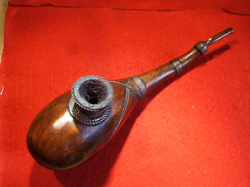 Luba or Songea Calabash and Copper Tobacco Pipe. Circa 1920-1950. Ref.W/24