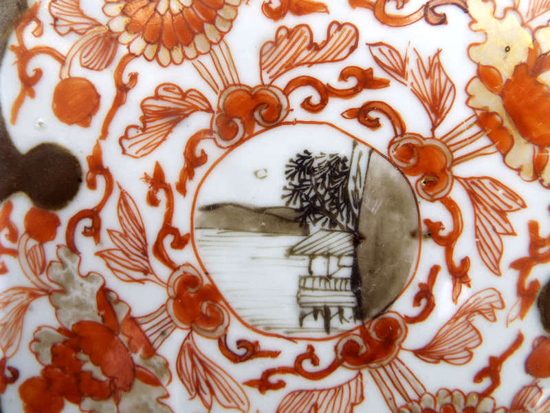 18th Century antique Kangxi/Yongzheng Batavian brown  Famille Rose plate Ref. P-103