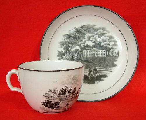 Bat printed cup and saucer 1790-1810 -Ref Aug/68