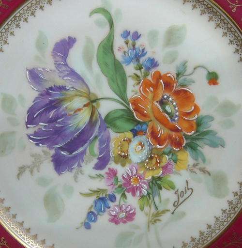 Outstanding hand-painted and signed 28cm charger  Jammet-Seignolles, Limoges Ref Oct116