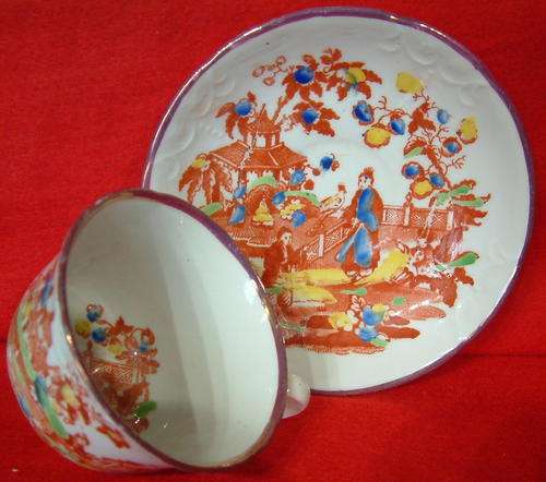 Antique Staffordshire Chinoiserie Cup/Saucer circa 1830-1850 Ref Nov31A