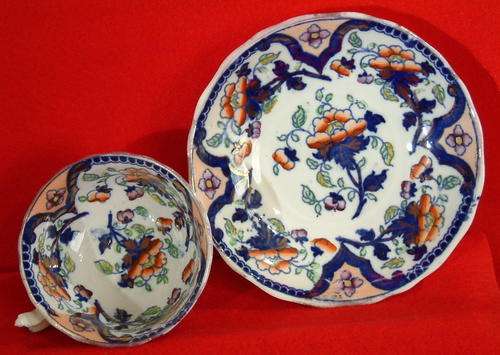 Cooke and Hulse Imari Porcelain Cup and Saucer c1840 ref. Aug 4B