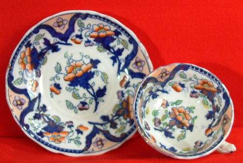 Cooke and Hulse Imari Porcelain Cup and Saucer c1840 ref. Aug 4A