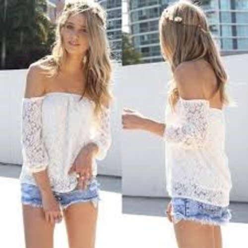 CASUAL OFF-THE-SHOULDER WHITE LACE TOP