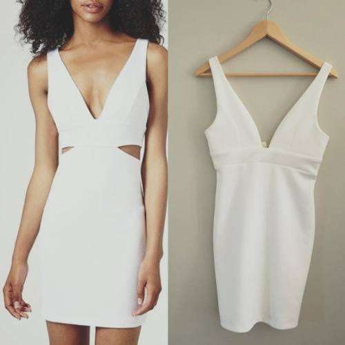 FOREVER NEW WHITE PLUNGE DRESS