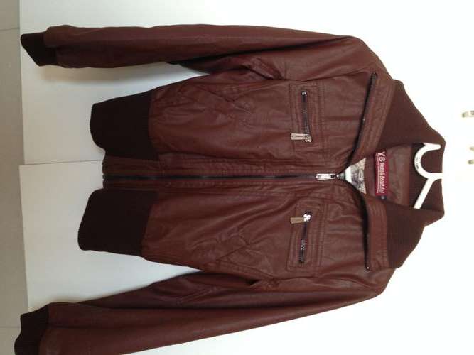 BROWN LEATHER BOMBER JACKET