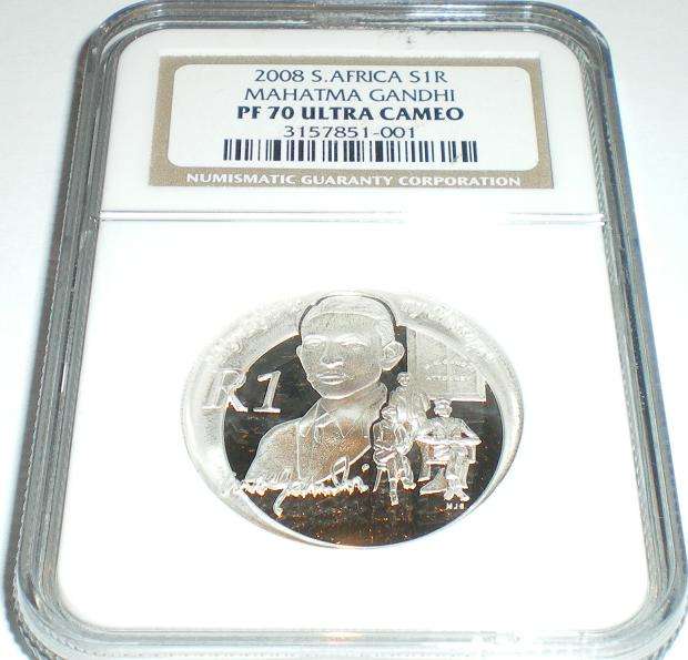 ### GREAT DEMAND !!! PROOF 70 SILVER PROTEA GANDHI ### R1 NO RESERVE !!!!!