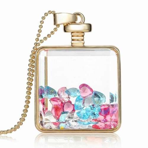 Late entry ***In Stock*** Latest Design Wishing Stone Floating Locket Necklace with Clear Square