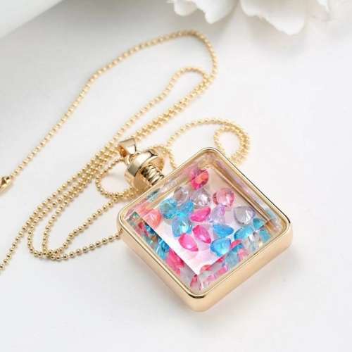 Late entry ***In Stock*** Latest Design Wishing Stone Floating Locket Necklace with Clear Square
