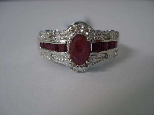 ***R3500*** 9 GENUINE RUBIES & 12 DIAMONDS IN SOLID 9KT WHITE GOLD RING