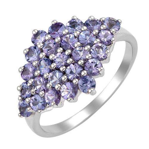 EXQUISITE HIGH QUALITY RING WITH 25 GENUINE TANZANITES 1.55CTW