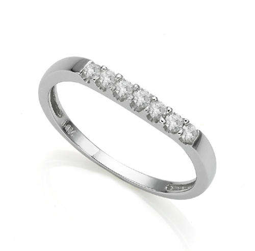 CERTIFIED WEDDING ETERNITY RING WITH 7 WHITE DIAMONDS IN 14KT WHITE GOLD