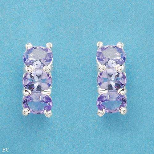 ***R1 500*** Pleasant Brand New Three-stone Earrings With 1.02ctw Genuine Tanzanites