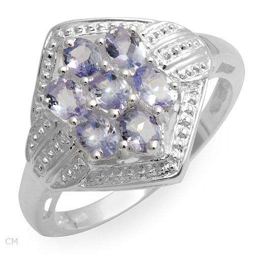 STUNNING RING WITH 7 GENUINE TANZANITES 1.20CTW