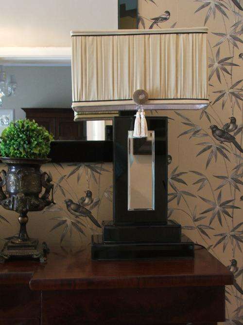 Pair of mirror clad art deco style table lamps