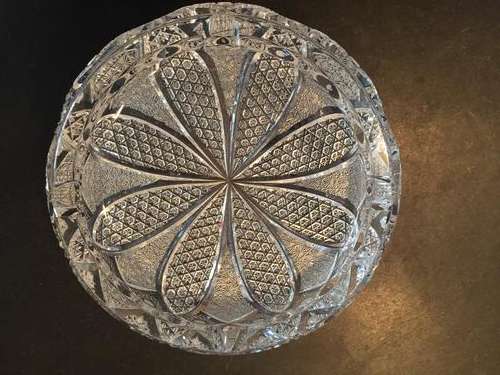 spectacular heavy bohemian cut glass/crystal ashtray