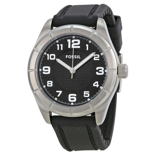 Fossil Black Dial Black Silicone Strap Mens Watch BQ1252