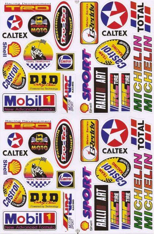 Vinyl Stickers - Various logo's, Mobil, Caltex Sheet with 40 stickers