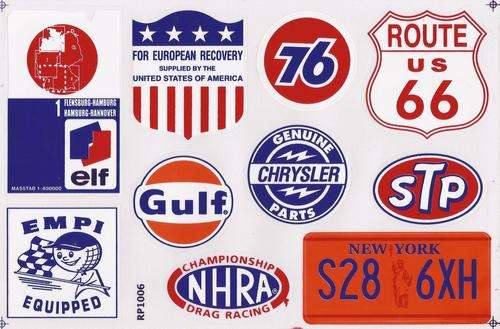 Vinyl Stickers - Various logo's, Chrystler, US Route 66  Gulf - S 10