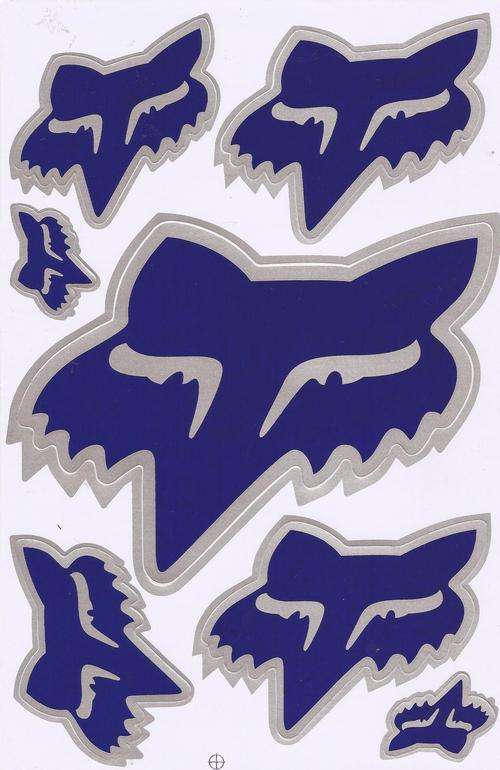 Vinyl Stickers - Fox ( Blue )  Sheet with 7 stickers