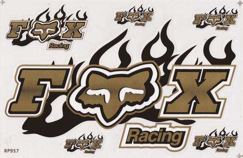 Vinyl Stickers - Fox Racing ( Black / Gold ) Sheet with 6 stickers