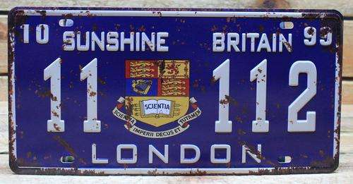 London - Vintage Style ( number plate with raised letters )