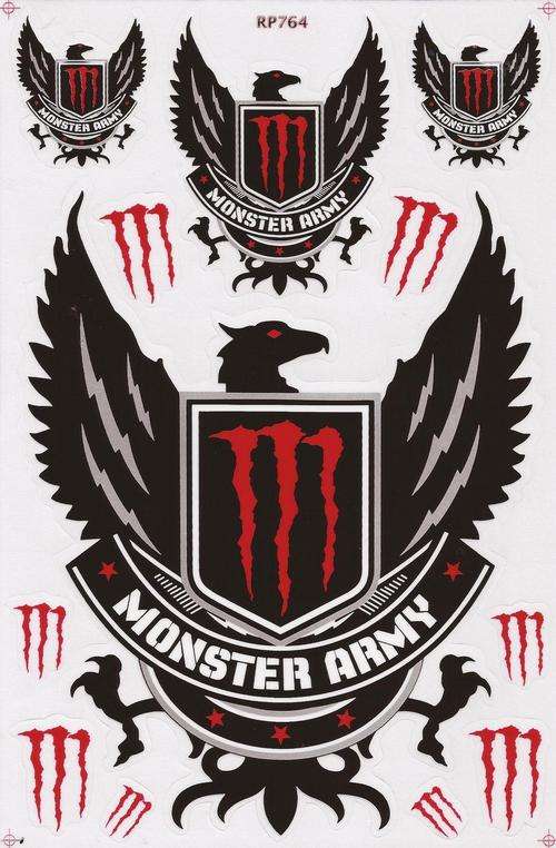 Vinyl Stickers - Monster Army ( Red / Black ) Sheet with 12 stickers