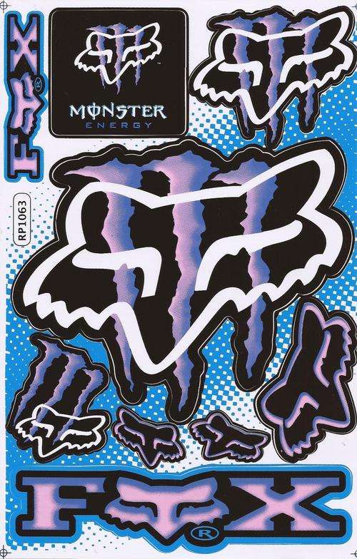 Vinyl Stickers - Monster & Fox ( Pink ) Sheet with 9 stickers