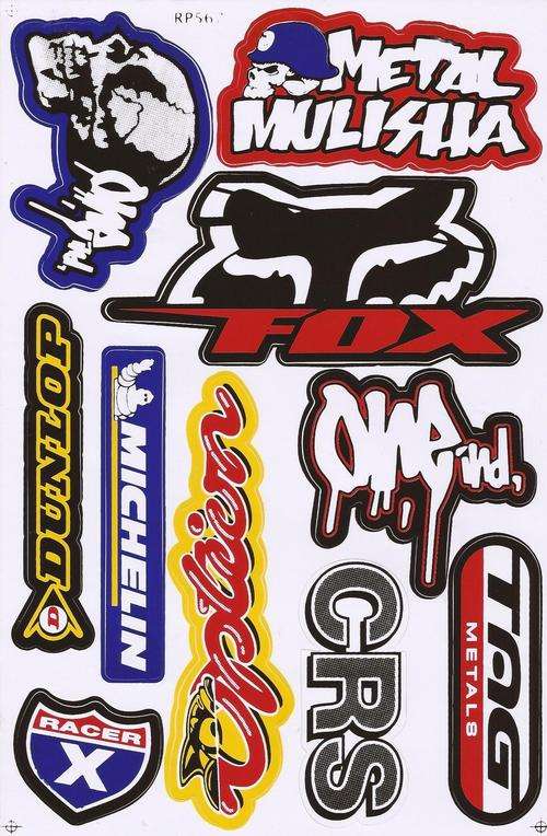SPECIAL OFFER Vinyl Stickers - Various logo's,Metal Mulisha,Fox etc Sheet with 10 stickers S 64