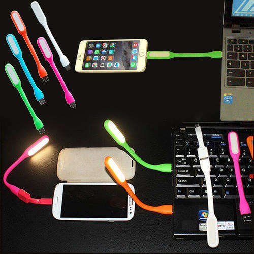 Portable 6 LED Light Bendable Mini Lamp USB PORT YELLOW