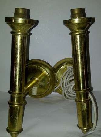 Two Brass Plated Wall Light Fittings