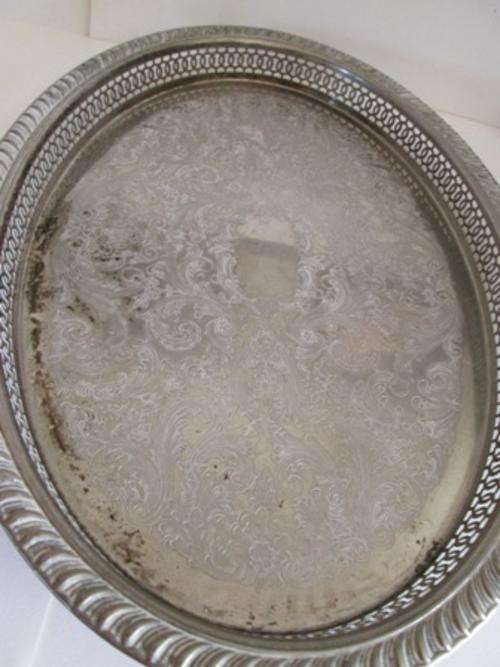 Large Silver on Brass Plated Tray - Made in England