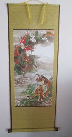 Ancient Chinese Painting on Small Wall Hanging Scroll