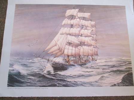 Calendar Print of Vintage Ship "Cutty Sark" Size of Print 36cm x 26cm