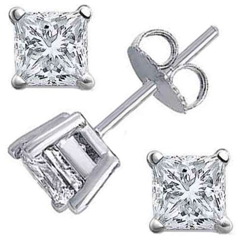 24kt gold plated  2.00 carat total PRINCESS Shaped Brand New Earrings